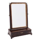 A George II mahogany swing frame platform toilet mirror:,