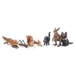 A group of five Austrian cold painted bronze models of animals: including a kangaroo, fox, squirrel,