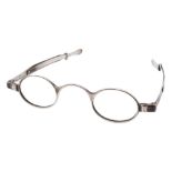 A pair of silver spectacles, maker Joseph Willmore, Birmingham, 1824: with telescopic arms,