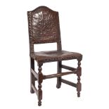 A late 17th Century/early 18th Century oak dining chair:,