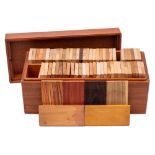 A collection of sixty three timber samples: contained in a fitted mahogany case.