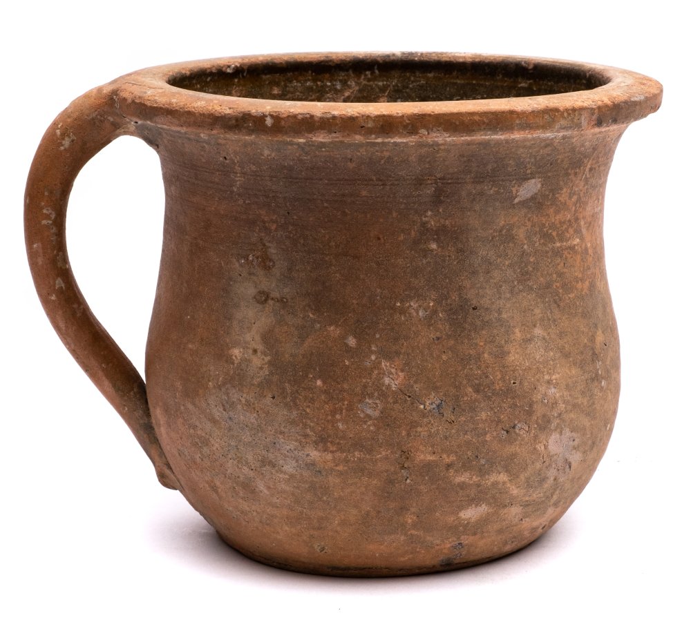 Two pottery chamber pots and a bedpan: attributed to the Verwood or East Dorset potteries