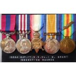 Medals: A World War One Distinguished Conduct medal group of five to 13334. Sjt. W. Grant. 5/G.