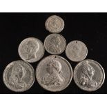 Eight various white metal medallions:.