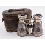 A pair of Edwardian silver mounted opera glasses, William Walker, Chester 1901:,