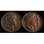 Two Napoleonic copper medallions:.