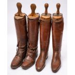 Peal & Co, London two pairs of brown leather riding boots with boot trees:.