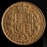 A Victorian sovereign, 1842:.