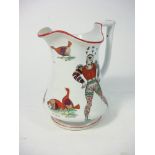 A 19th century Elsmore & Forester puzzle jug: decorated with Grimaldi The Clown and cock fighting
