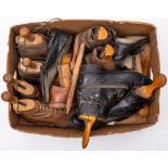 Peal & Co, London and others, three pairs of brown leather boots:, a pair of brown leather shoes,