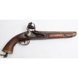 A 19th century flintlock Naval boarding pistol:, unsigned,
