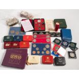 A collection of mixed coin sets: including two 1970 proof crowns etc (a lot).