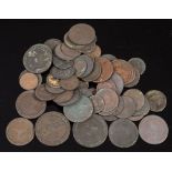 A large Collection of copper pennies, halfpennies and farthings including evasions:.
