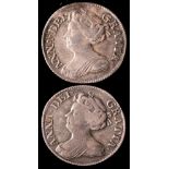 Two Queen Anne 1711 sixpences.