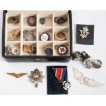 A collection of various sweetheart brooches and lapel badges:,