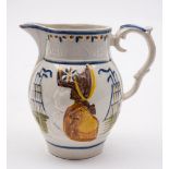 An early 19th century moulded pearlware commemorative jug: decorated with bust of Admiral Nelson