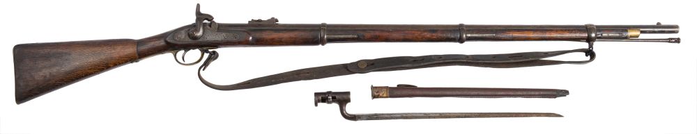 A 19th century percussion cap rifle by Tower, London:,