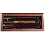 A Victorian surgeon's cased enema set by Botschan, London:, the brass tube signed as per title,