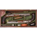 A pair of 19th century cased percussion cap duelling pistols by Joseph Egg, No 1 Piccadilly,