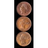 Copper halfpennies:- higher grade 1827, 1854, 1858.
