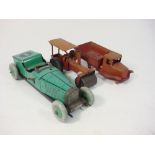 Burnett Ltd (UK) a pre-war tinplate racing car:, green with black lithograph decals,