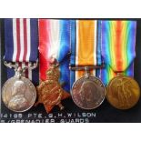 A World War One Military Medal group of four to 14195 Pte. G. H. Wilson. 5/G.Gds.