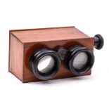 An early 20th century mahogany stereoscopic viewer:,