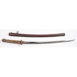 A Shinshinto period katana by Aoe Ujiharu, with later WWII military mounts:,