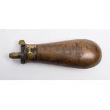 A small copper and brass pistol powder flask:, unsigned , 11cm.