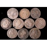 Ten Maundy coins including higher grade James II 1685 threepence.