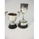 A silver two handled trophy for Dulverton Hunt Point to Point Races 1952:,maker Adie Brothers ,