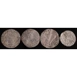 Four hammered silver coins including a Mary Groat:.