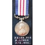 A World War One Military Medal: to 23109. Pte. M. Lynch. 4/G.Gds.