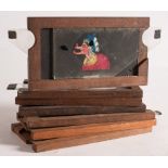 Six hand painted magic lantern glass slipping slides:,