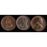 Three copper medallions, Queen Victoria,