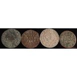 Three 17th century halfpenny tokens, including a 1669 Coventry and an 1812 Birmingham sixpence:.