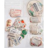 A collection of various unused American Pharmaceutical Drug Store labels:, including 'Listerine' ,