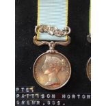 A Crimea medal: awarded to Pte. Pattison Horton, Grenadier Guards, with Sebastapol clasp.