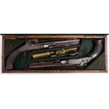 A cased pair of 19th century percussion target pistols by Patrick:,