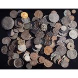 A collection of various world coins: