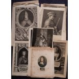 HISTORICAL/SCIENTISTS PORTRAITS : 40 loose prints inc. 18th cent. copper engravings, inc.