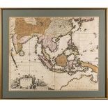 VISSCHER, Nicolaus - Indiae Orientalis : hand coloured map, Size 550 x 445 mm, late 17th cent,