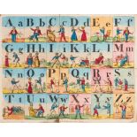 ALPHABET SHEET: hand coloured sheet, 280 x 200 mm, published by E. Wallis, early nineteenth Century.