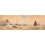 Thomas Bush Hardy [1842-1897]- Landing the Catch, Etageres,:- signed, watercolour, 24 x 82cm.