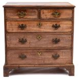 An early 19th Century mahogany chest of drawers of small size: comprising two short over three long