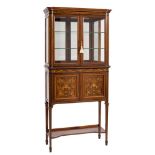 Edwards & Roberts An Edwardian rosewood and marquetry upright display cabinet:,