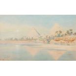 Augustus Osbourne Lamplough [1877-1930]- The Pyramids and The Nile,:- signed and inscribed,