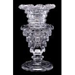 A Regency heavy cut-glass vase: with hexagonal body and flared rim, on fan-cut foot, circa 1820,