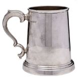 An Elizabeth II silver mug, maker Viners Ltd, Sheffield, 1967: of plain cylindrical tapering form,
