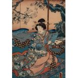 Kunisada A Japanese woodblock print, Beauty by a River: 33 x 23cm.
